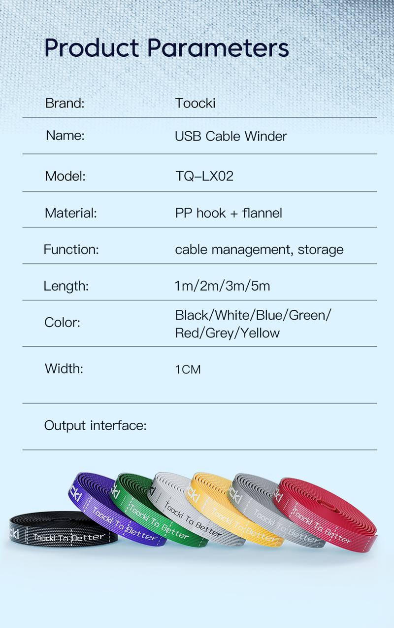 Product Introduction of Toocki Cable Organizer Cable Management Tearable Organizador Cables Winder Ties Phone Accessories Wire Cord Organizer And Cables 8