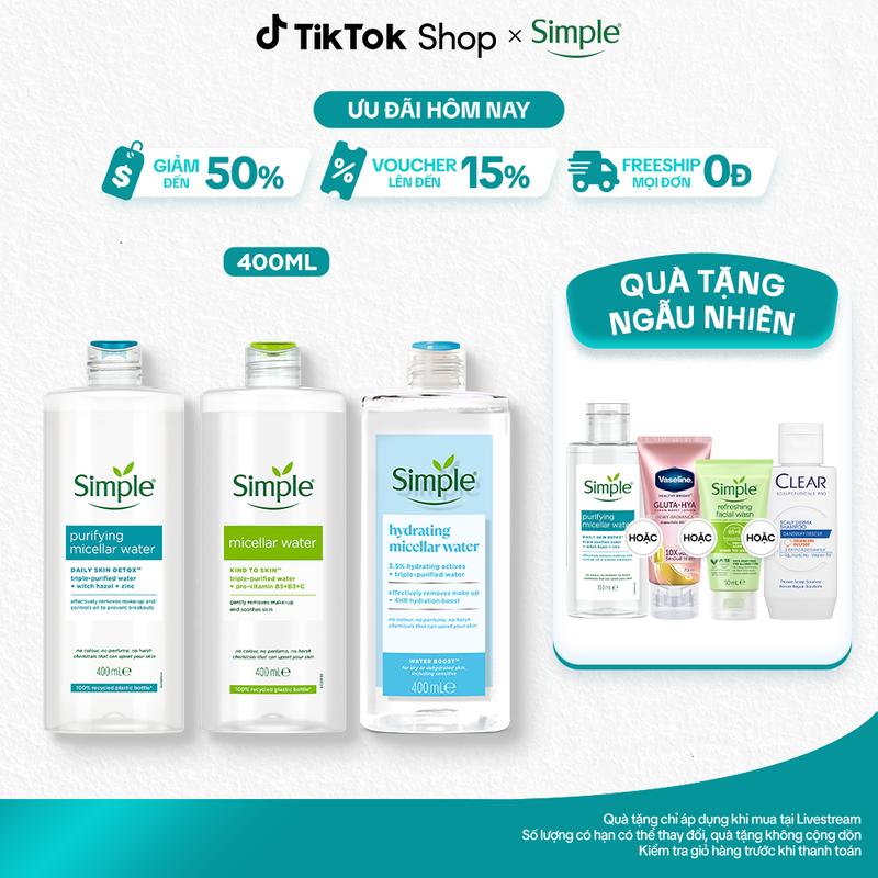 Nước Tẩy Trang Simple Micellar Giúp Loại Bỏ Bụi Bẩn Và Lớp Trang Điểm Cho Da…