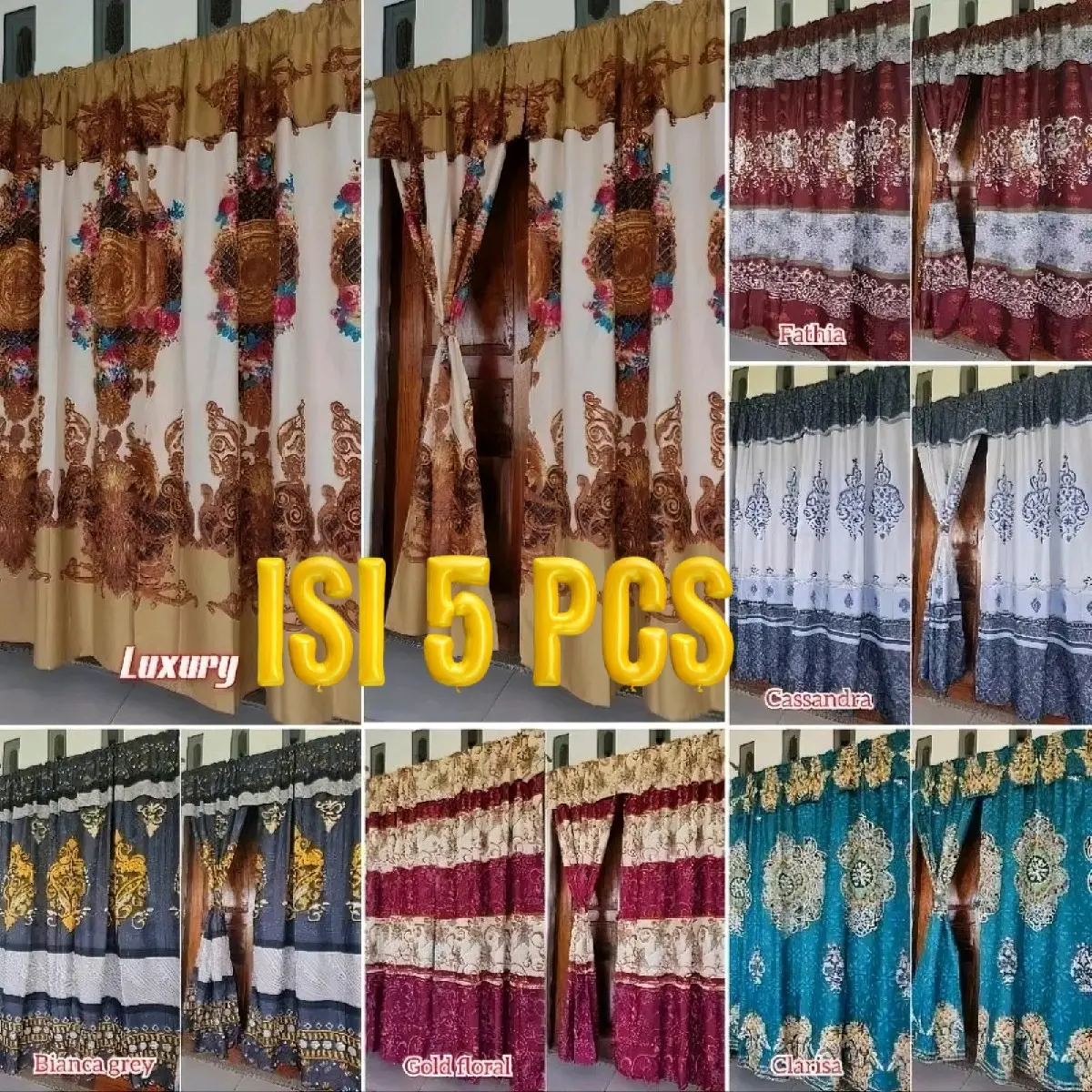 Gorden Serut 105Rb Isi 5 pcs Ukuran 100x200cm 5 Lembar Tirai Estetik