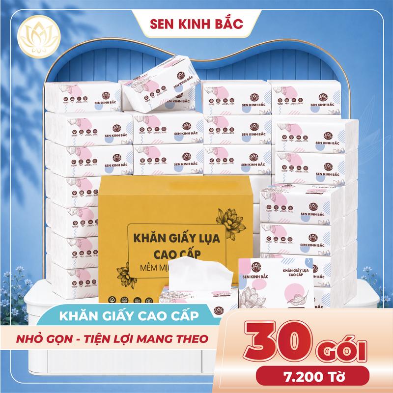 Giấy Rút Để Bàn Sen Kinh Bắc, Loại 240 Tờ 60 Lần Rút- Giấy 4 lớp dày dai, Giấy…