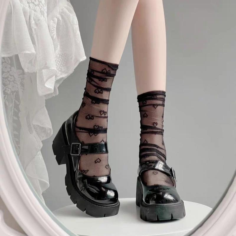Thin Style Lace Middle Cylinder Women Sock Jap Jk Academic Style Flower Hollow Out Refreshing Socks For Women 2