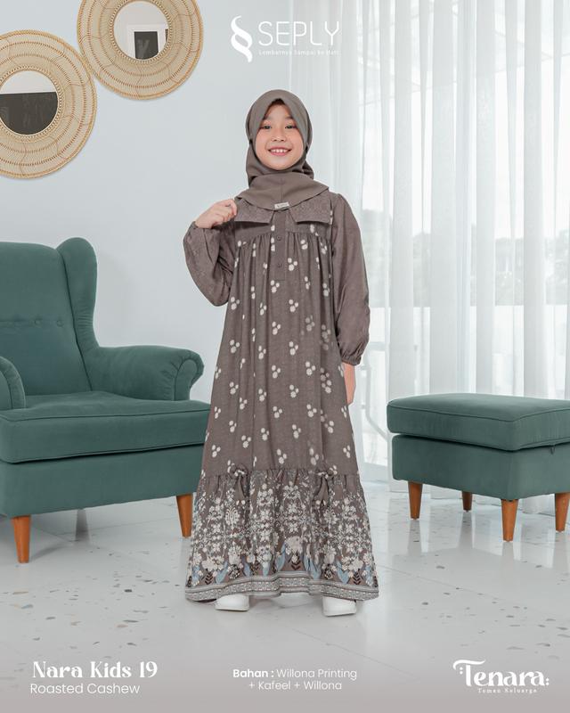 Sarimbit Terbaru 2025 Tenara 19 Roasted Cashew By Seply - Baju Busana Muslim Seragam Keluarga Lebaran Kondangan Motif Bunga Floral Warna Mocca Bestseller Viral 4
