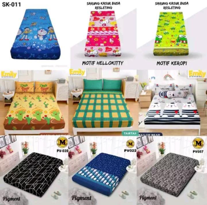 SARUNG KASUR BUSA RESLETING MOTIF KARTUN/BOLA/KOTAK-KOTAK/BUNGA/DEWASA TERLARIS 4