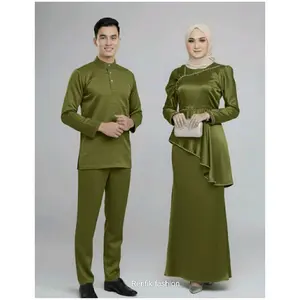 NEW ARRIVAL-Dress couple teluk belanga Dress satin polos kombinasi payet mutiara Baju lebaran model terbaru Couple kondangan couple lebaran  Pesta