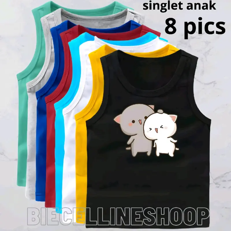Singlet anak paket hemat isi 8pt spandek PE Gemes Usia 2-16 Tahun Perempuan Cewek Cowok Laki-Laki 2