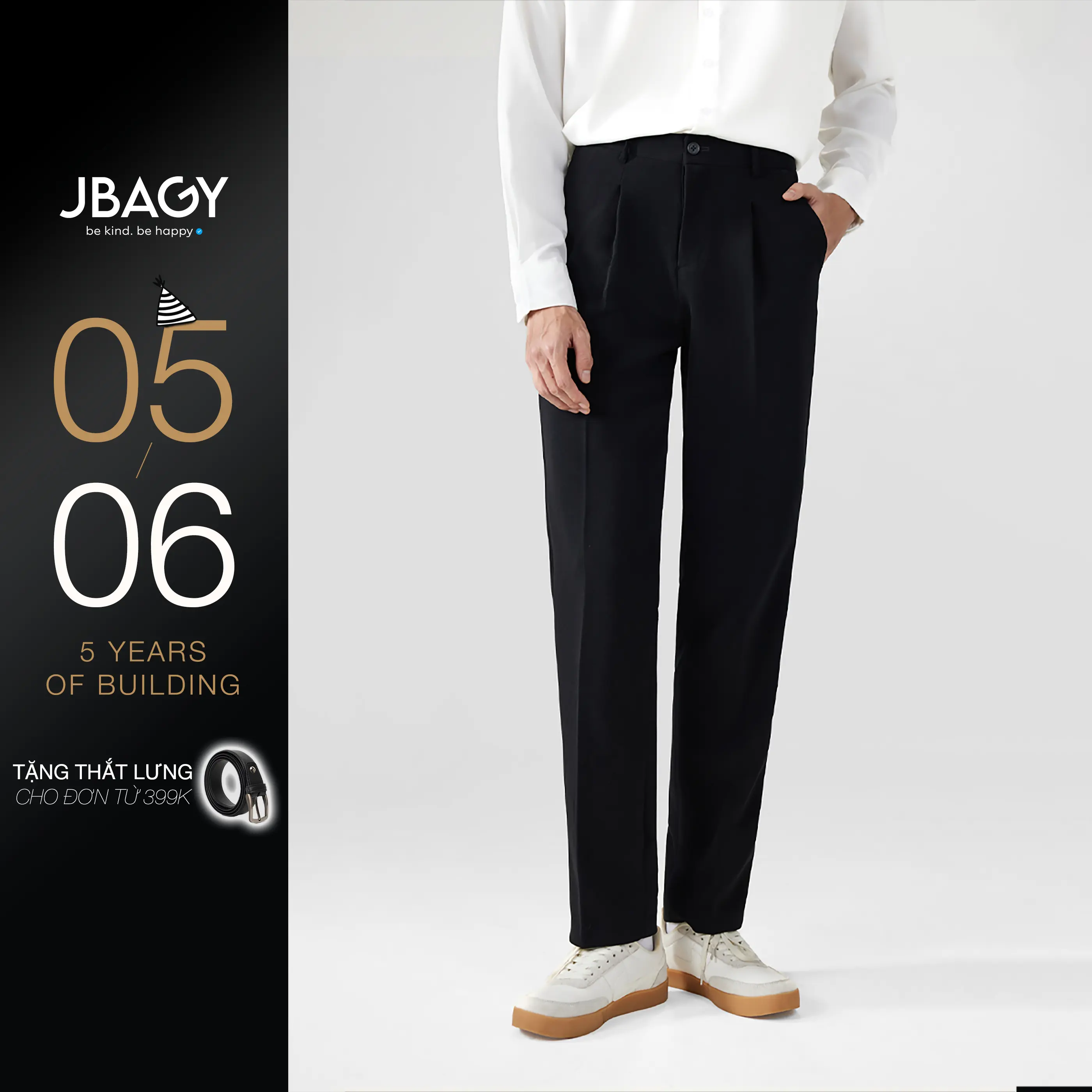 Quần tây nam JBAGY dáng baggy ống suông vải cao cấp co giãn tốt - JA0101 Menswear Pants