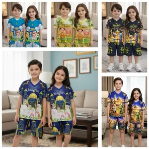 Setelan Idul Fitri Anak 1-10Th Full Printing Bahan Bilabong dan Milano Nyaman Anti Bacterial & Anti UV V neck