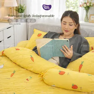 FLORA Set Sprei Selimut Seri Cute Bedcover Set Sprei lengkap Nyaman Dipakai Tidur Sepanjang Malam 120x200 160x200 180x200cm