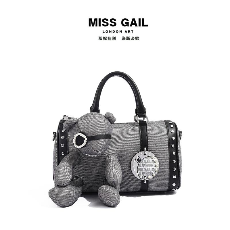 6581- Túi Xách Nữ Miss Gail Dáng Trống Túi gấu xám Phiên Bản Cao Cấp BST mới 2025 Dây Đeo Chéo Túi Đeo Vai Đa Năng Đi Chơi Cafe Dạo Phố