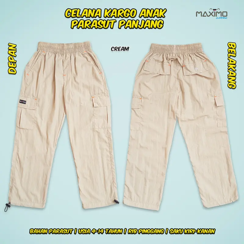 Setelan Baju Kaos Anak - 010321 dan Celana Kargo Parasut Panjang 3 warna - untuk Usia 4 Hingga 12 Tahun - Fashion Anak 6
