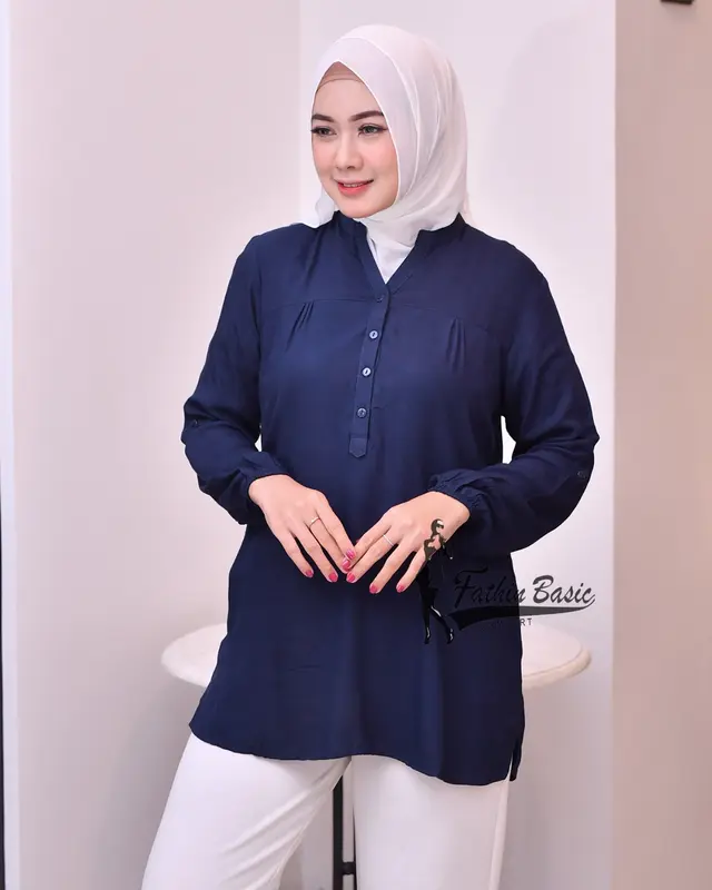 blouse polos hitam Atasan wanita Rayon Busui Friendly Baju oversize 5
