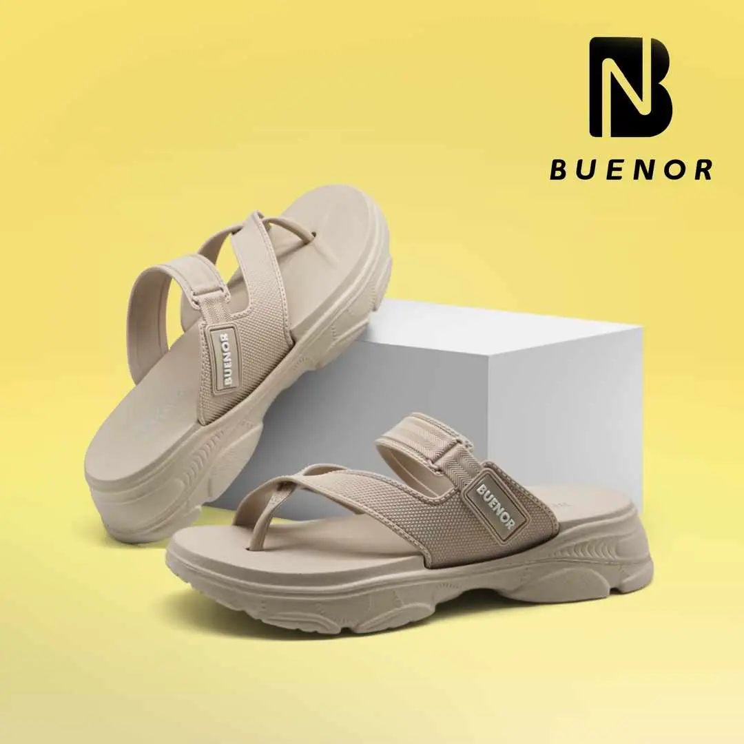 Buenor - Sandal Gunung Wanita Kekinian Terbaru Sandal Unisex Warna Khaki Sendal Cewek