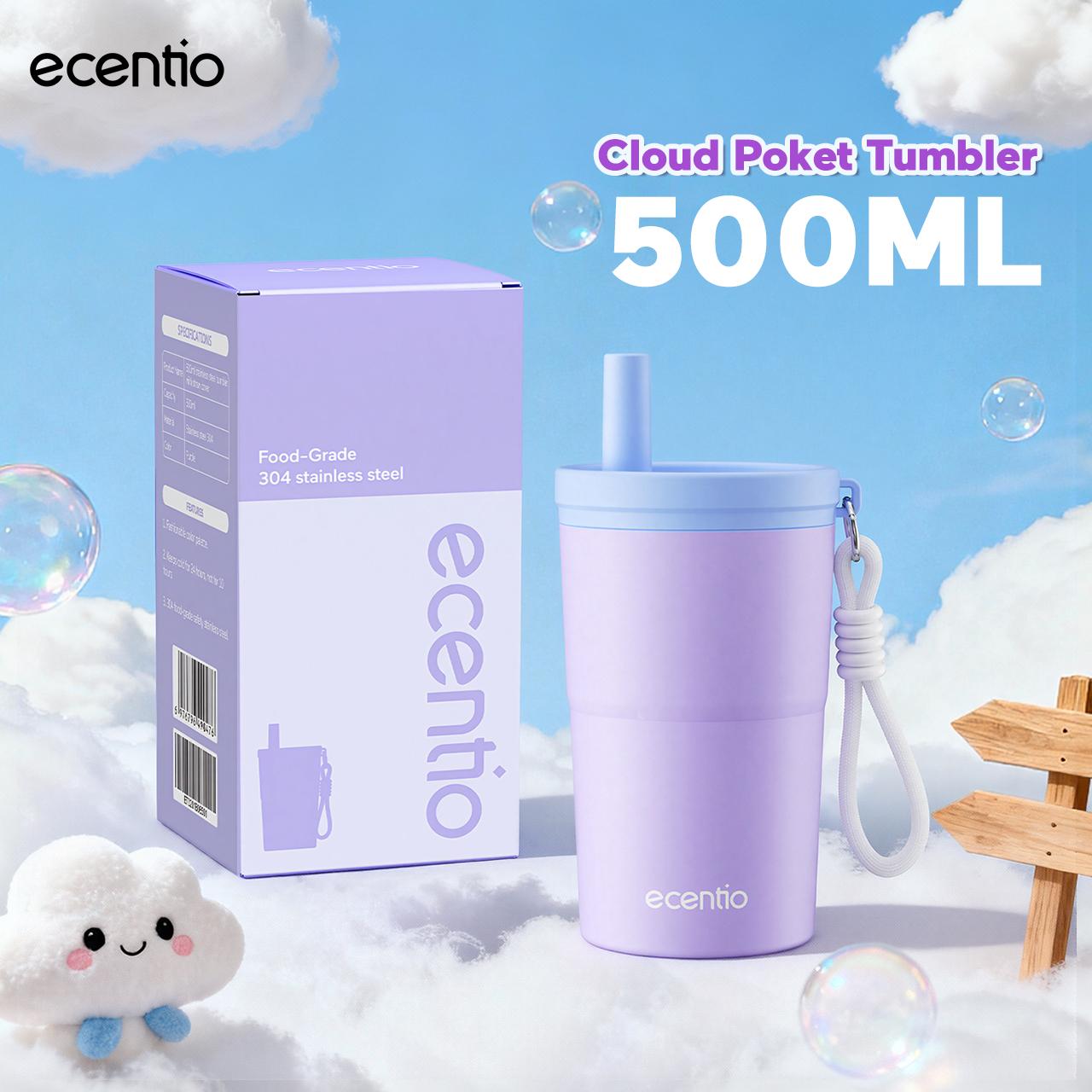 【 PO 22 Jan】【celyhome exclusive】ecentio 750ml Aluminum Bottle+550ml tumbler Stainless 【Soft Cloud Series】 sport outdoor lari Portable Tetap dingin selama 24 JAM Botol minum besar