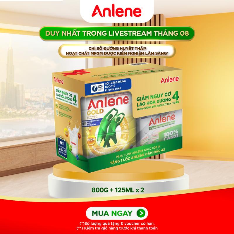 [Tặng 4 hộp sữa đậm đặc 4x125ml ] Bộ quà tặng Anlene Gold 800g