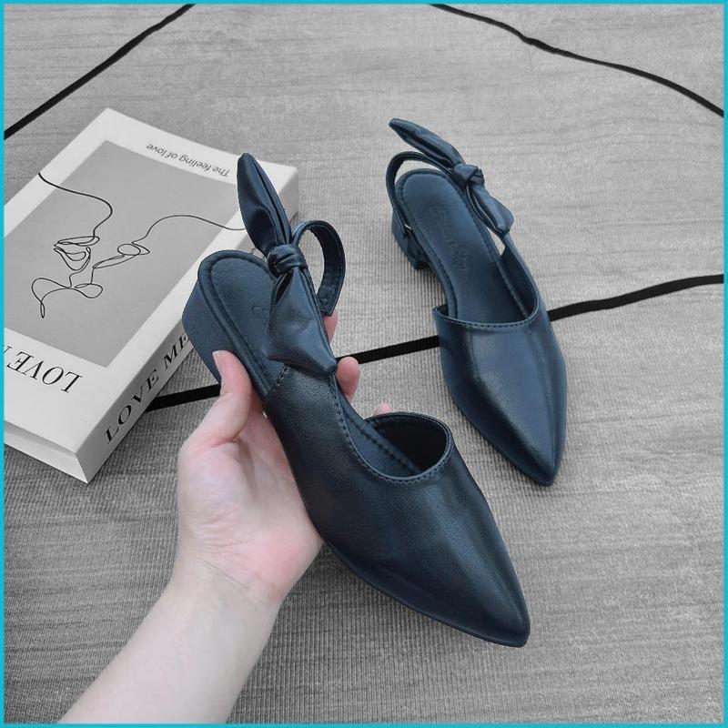 bán chạy nhất Giày cao gót mũi nhọn đế cao 3cm khoét eo cài nơ xinh xắn V205