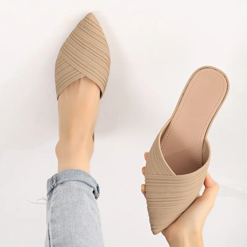 OKAIDO OFFICIAL Sandal Mules Heels Wanita Perempuan Cewek Slip On Gaya Fashion Korea Style Karet Hitam Cream Mewah Elegan Dan Anggun 5