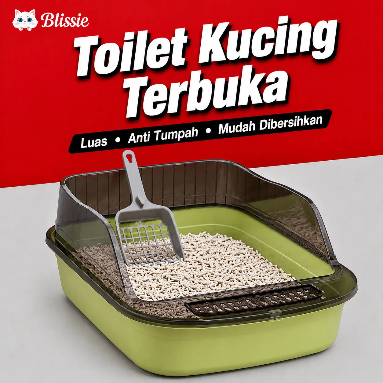 Cat Litter Box Pet Toilet Tempat Bak Pasir Kucing Tempat Pup Toilet Kucing.