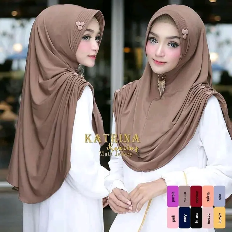 KATRINA BERGO KANCING JERSY CANTIK | HIJAB INSTAN | JILBAB BERGO INSTAN Pad Hitam 0