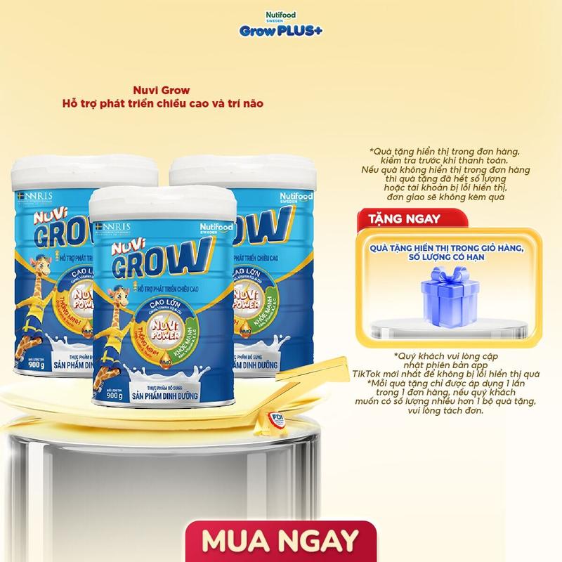 [CHỌN PHÂN LOẠI] Combo 3 Sữa Bột Nuvi Grow - Phát triển chiều cao (Lon 900g)- Link chính