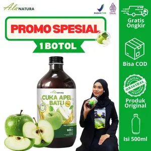 1 Botol - Cuka Apel Hijau Batu Ala Natura Original 500ml with Mother - Bantu Jantung Sehat, Jaga Tekanan Darah, Lemak Tubuh, dan  Kesehatan Lainnya (BPOM & Halal)