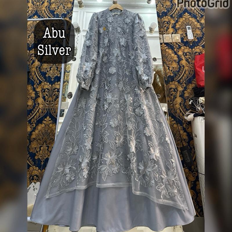 Queenasyari - Jasmine Dress (Hanya Gamis) Jumbo  Bahan Soft Twill Marbella mix Brukat Gamis Wanita Muslim  Lembut Maxi Panjang Mewah Pesta Kondangan Lebaran Trend 2026  Nyaman