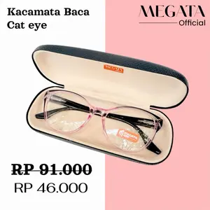 MEGATAKU Kacamata Baca Wanita Model Cat Eye Lensa Plus Frame Pakai Per Gratis Box & Lap Pembersih Cocok Semua Wajah