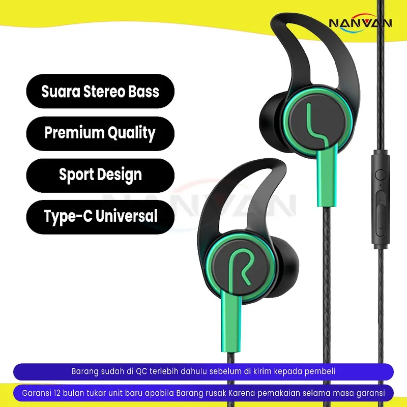 NANVAN NVN-R6 Headset Earphone Type-C Gaming New Sporty Design Universal 1