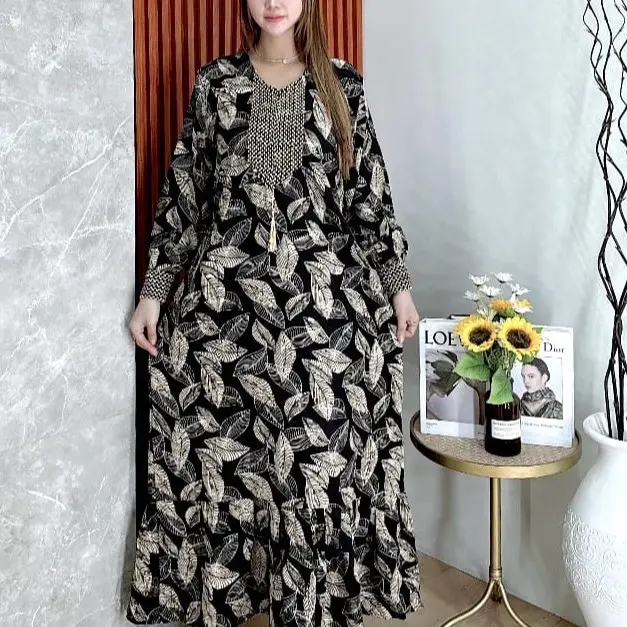 GAMIS SULTAN MOTIF PERCOKLATAN / GAMIS JUMBO 120cm Panjang Rempel 1