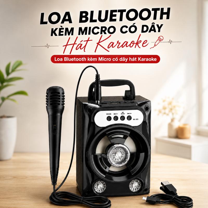 Loa bluetooth hát karaoke kèm tặng mic, loa bluetooth mini, loa kẹo kéo giá rẻ. Bảo hành 1 năm, đổi mới 7 ngày nếu lỗi.