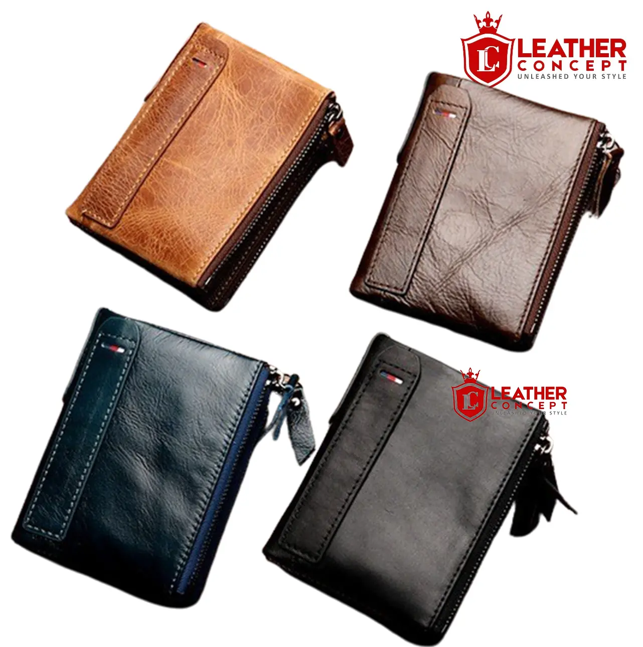Leather Concept OLYMPUSHITAM Dompet kulit sapi asli pria - RFID PROTECTED OLYMPUS kartu uang Hitam