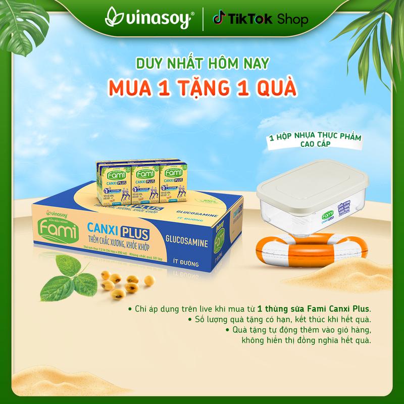 Thùng sữa đậu nành Fami Canxi Plus nguyên vị (ít đường) 36 hộp x 200ml)
