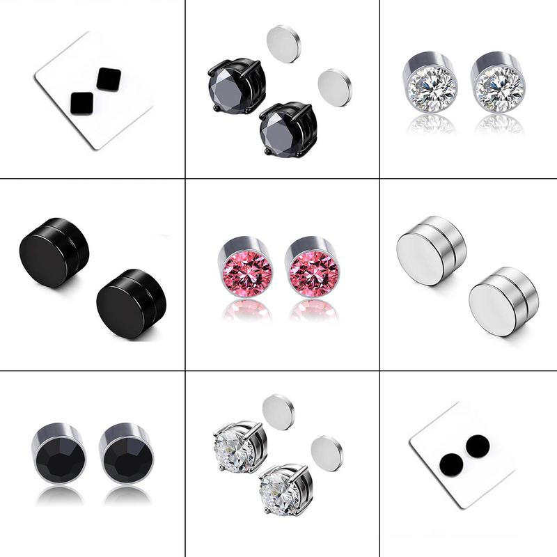  Khuyên tai nam châm unisex cực chất bông tai kẹp vành thời trang cá tính  2 chiếc  