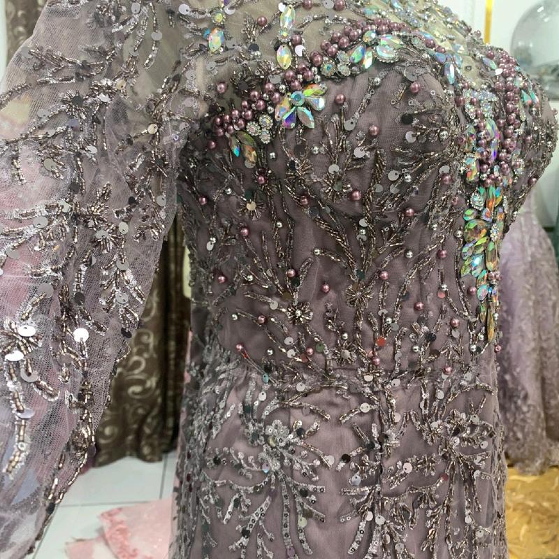 gaun pengantin model span warna taro premium 2