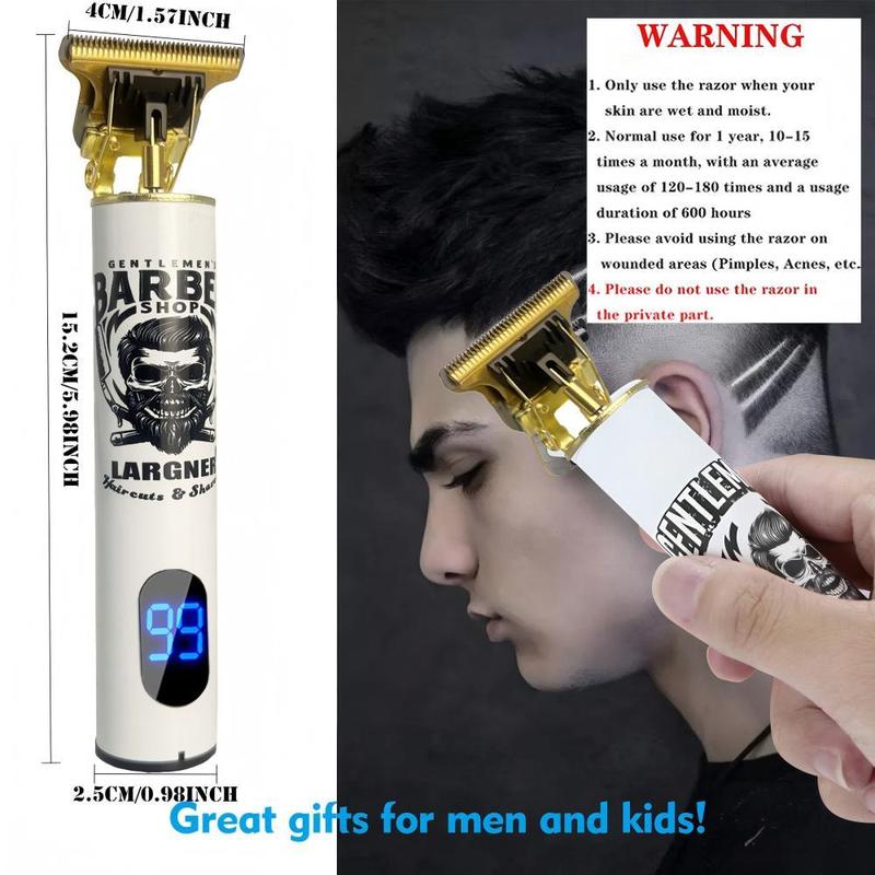 LARGNER Electric Clippers Barber Grooming Kit Rechargeable Cordless Close Cutting T-Blade Trimmer Hair Clippers for Men Zero Gapped Detail Beard Shaver,Zero Gapped T-Blade Hair Trimmer LED Display, Rechargeable Cordless Grooming KitT9 7