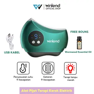 Winland Gua Sha Face Massage Electric Massager - Natural Bianstone 2 in1 panas/getaran Meniruskan Mengencangkan wajah