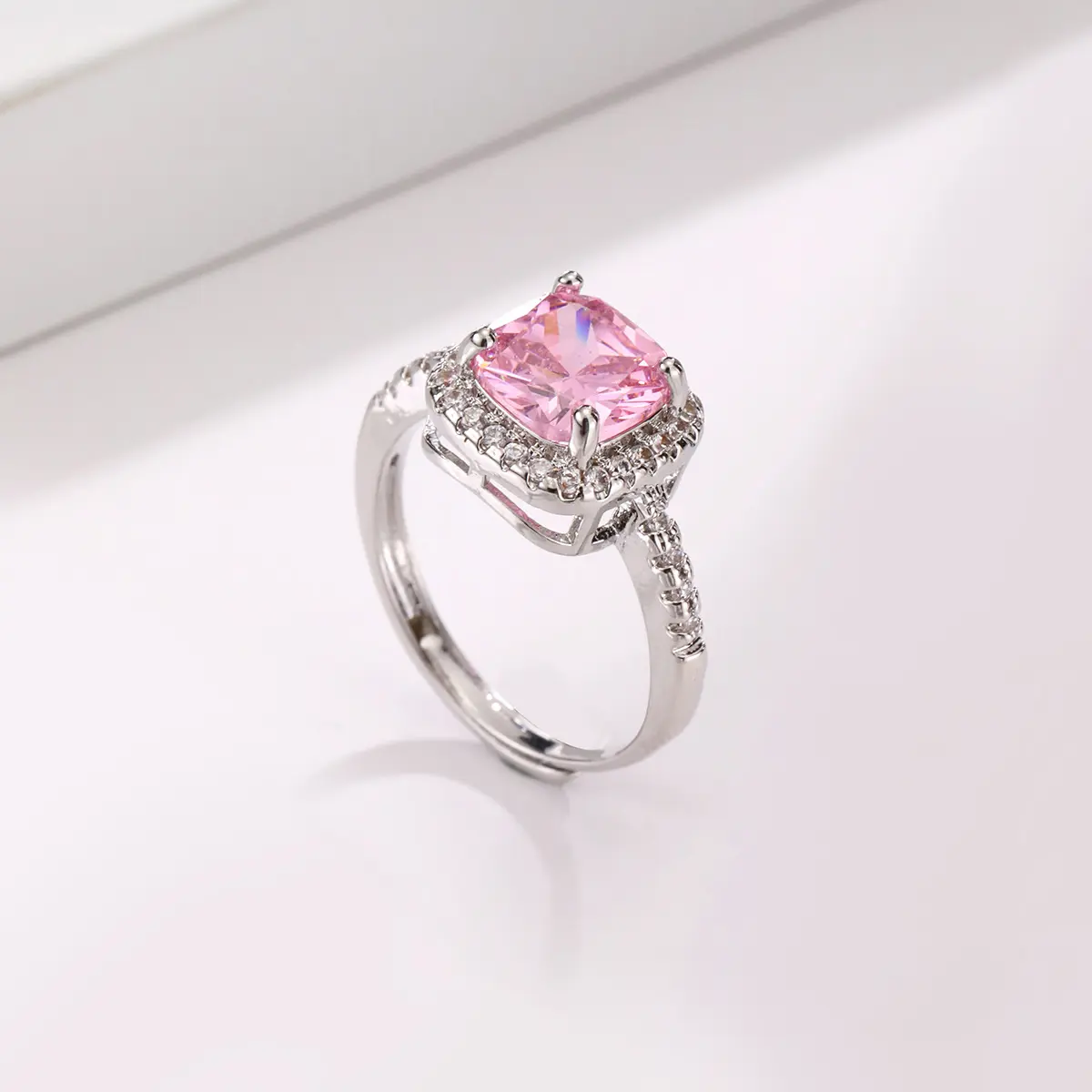 Cincin Boleh Laras, Bentuk Hati dan Persegi, Warna Boleh Laras, Cincin Pertunangan, Hadiah Barang Kemas untuk Wanita, Hadiah Ulang Tahun untuk Dia, Jualan Panas pada 2024