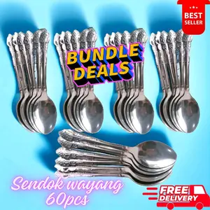 Paket bundling sendok wayang 60pcs(5lusin) Stainless Besi Makan