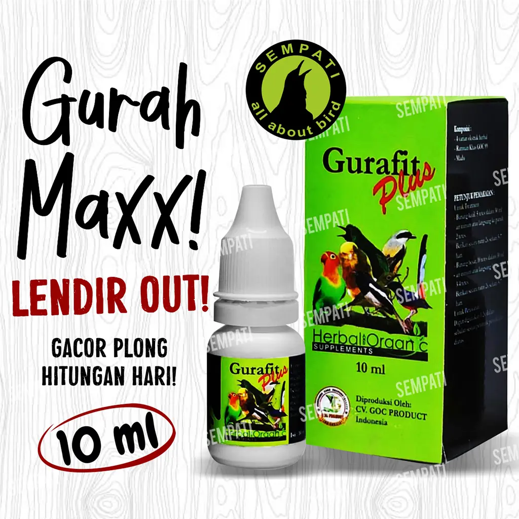 Sempati Gurafit Plus Goc Obat Burung Sakit Radang Saluran Pernafasan Pilek Flu Serak Hidung Berlendir Fit