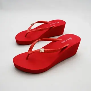 PENTAGON [ABIGAIL 101] Sandal Jepit Wedges Simple Wanita Helen/ Sandal Hak Spon / Japit Polo Hitam 0