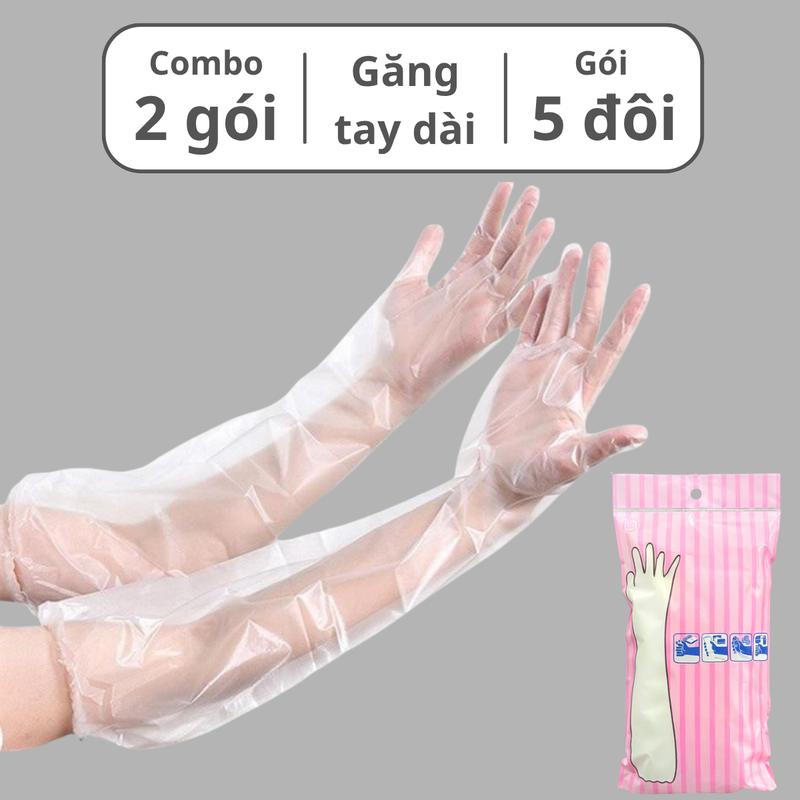 Combo 10 đôi găng tay dài Living C, trong suốt dùng một lần làm việc nhà, làm bếp tiện dụng