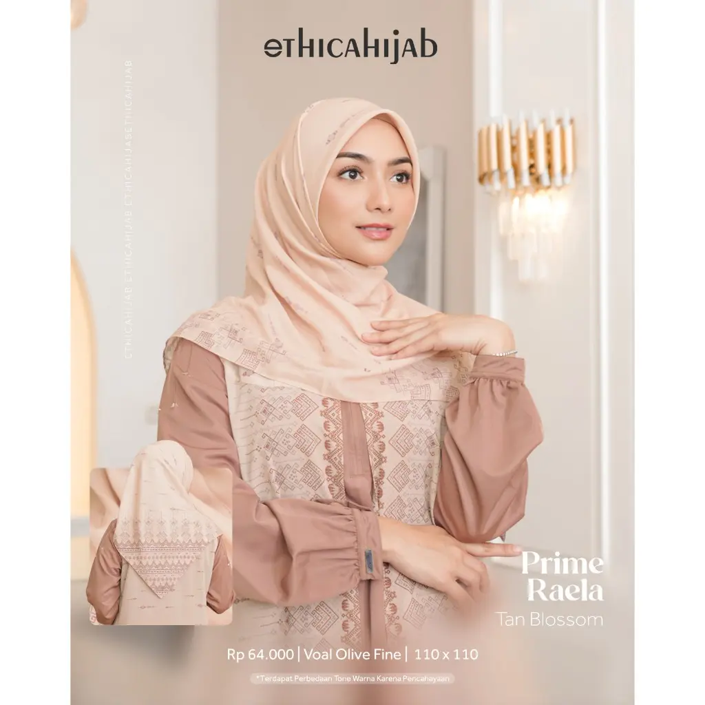 Jual Hijab Ethica Segiempat Prime Raela Kerudung Segi Empat Motif Voal Olive Fine Premium