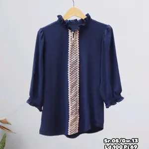 Kemeja Renda Depan Cringkel Wanita Dewasa Panjang Casual Crinkle