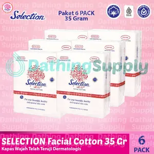 [ Paket 6 PACK ] Selection Facial Cotton Kapas Kecantikan Halus Lembut Isi 35 Gram ( Ukuran KECIL) / Pembersih Wajah