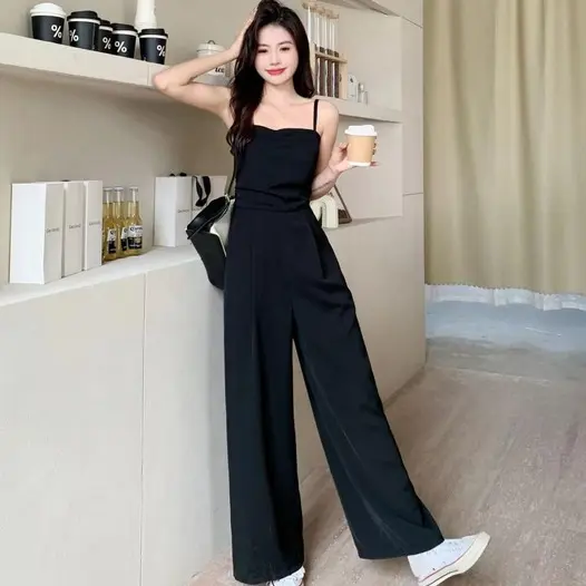 SETELAN WANITA SANTAI MODEL TANKTOP TALI KECIL DAN CELANA KULOT PANJANG POLOS NEW