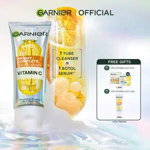 GARNIER Bright Complete Serum Cleanser 100ml - Single Twipack ISI 2 - Sabun Pencuci Wajah Brightening Mencerahkan - Sabun Muka Best Seller