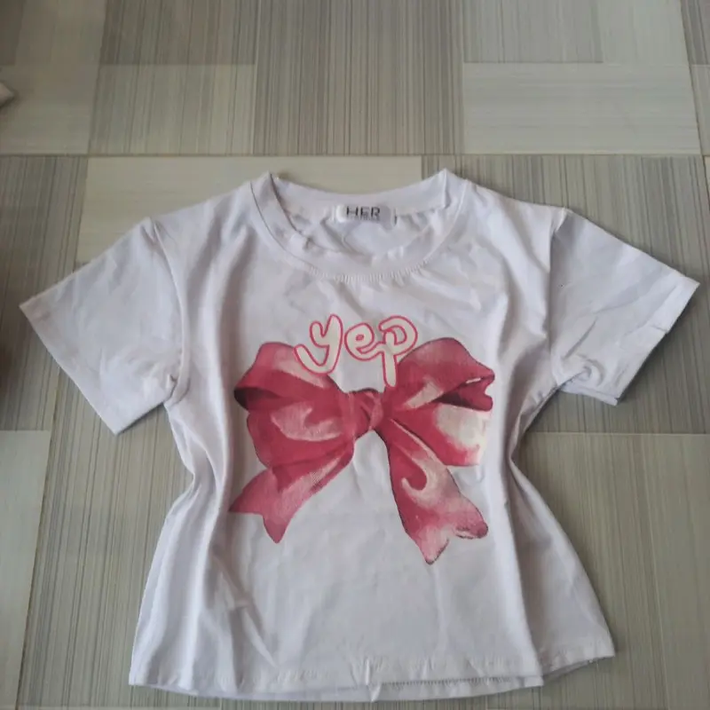 Áo thun baby dáng lửng, croptop cổ lé phối mí tay 5