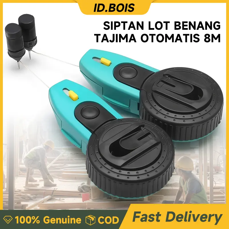 ID.BOIS Sipatan Tinta Lot Penggaris Tarikan Benang Tukang Otomatis 8M / Manual 30M Carpenter Ink Marker Tajima