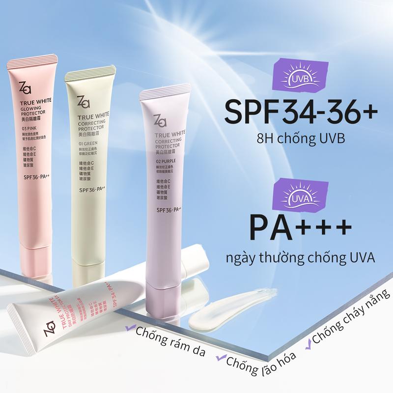 【Click To Order!!】kem lót za SPF36 PA++ Kem dưỡng ẩm lâu trôi cả ngày UV kem lót tím Makeup Primer Cosmetic Nữ Mỹ Phẩm Trang Điểm 2