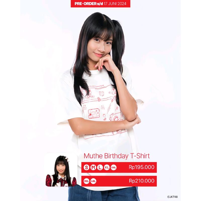 Kaos JKT48 Birthday T-Shirt Mutiara Azzahra (Muthe) 2024 - Putih 1