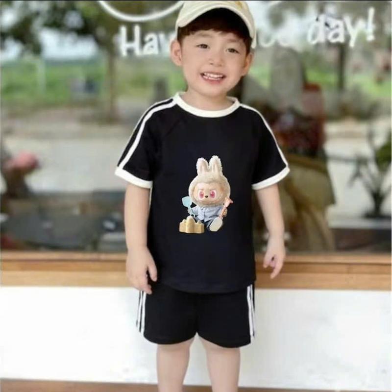 Sét bộ cộc tay chất cotton tisi in hình labubu cho bé trai từ 8-35kg (LD) 1